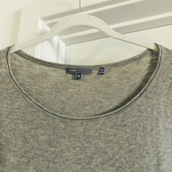 Vince Tan Black Color Block Sweater 100% Cotton Scoop Neck Drop Shoulder Stretch - Picture 3 of 15